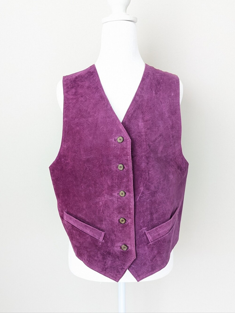 Vintage Arizona Jean Company Purple Suede Button Vest Med